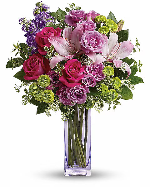 Bouquet of pink, purple, and green flowers