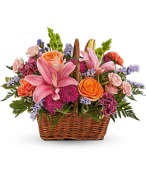 Floral arrangement in a basket