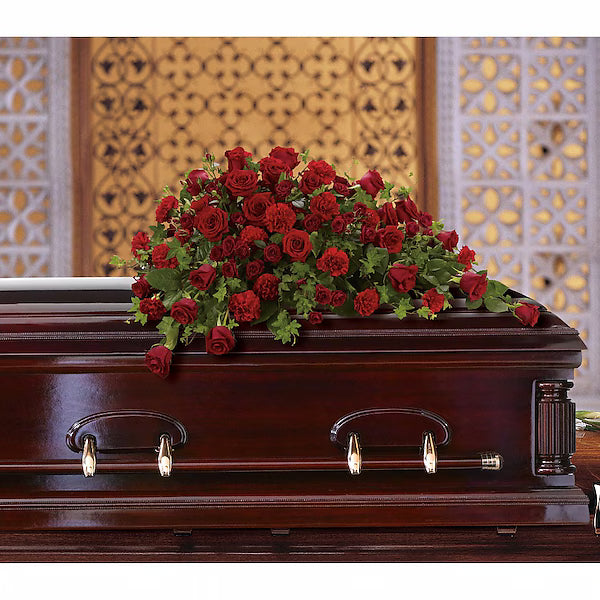 Red Rose Reverence Casket Spray
