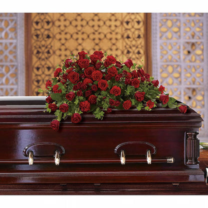 Red Rose Reverence Casket Spray