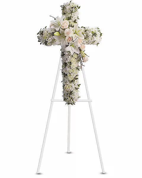Floral cross on a stand