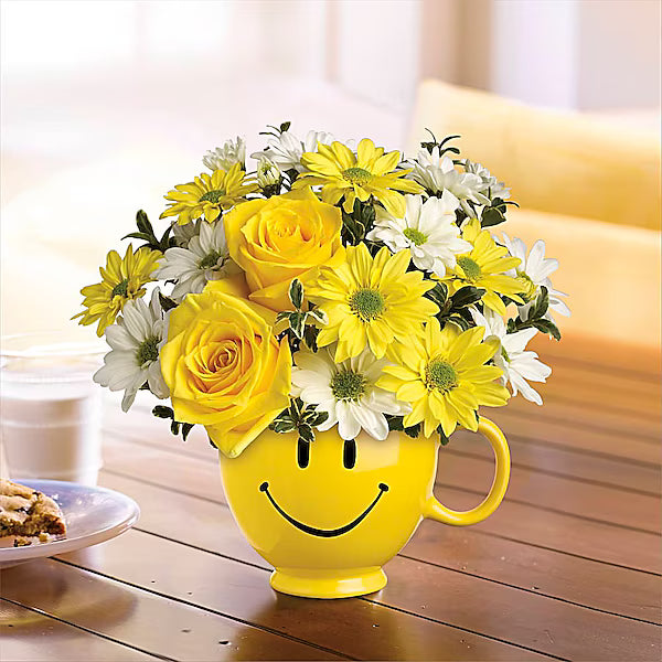 Yellow smiley face mug