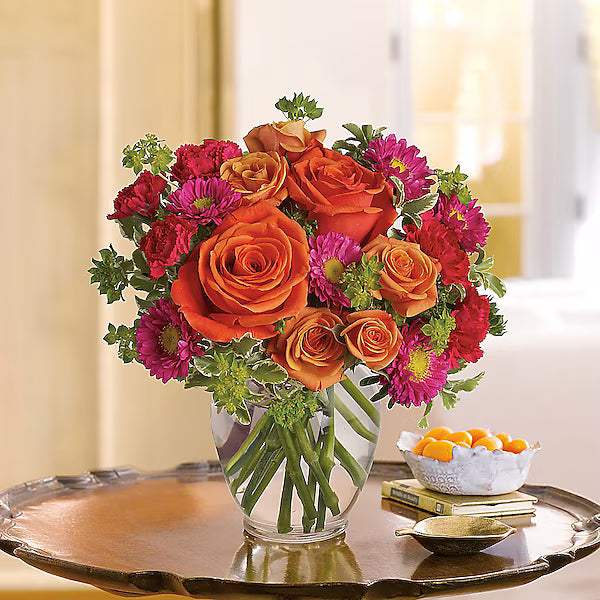 Bouquet of orange and pink flowers