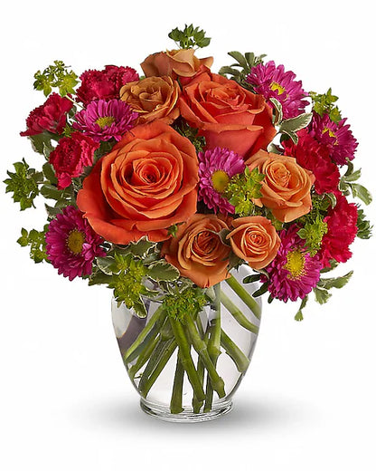 Bouquet of orange and pink flowers