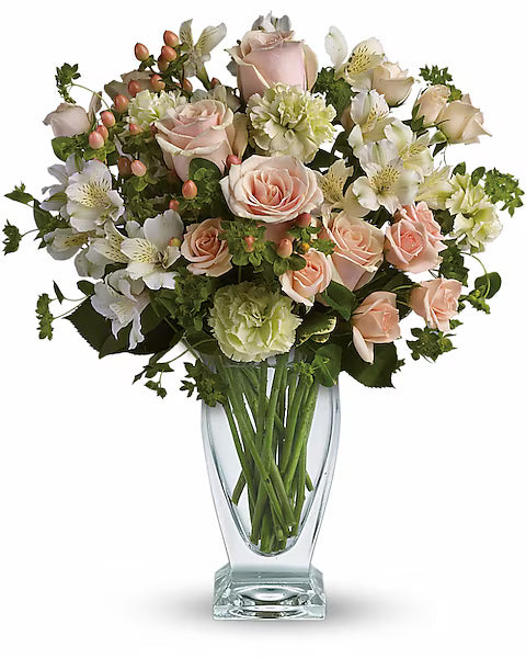 flowers in a clear glass vase